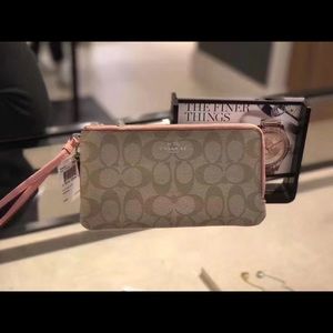 New.coach f53563 double zip wristlet